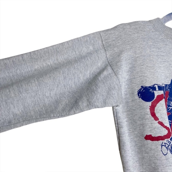 Vintage Street Ball Basketball Gray Crew Neck Pullover Sweatshirt - Picture 3 of 8